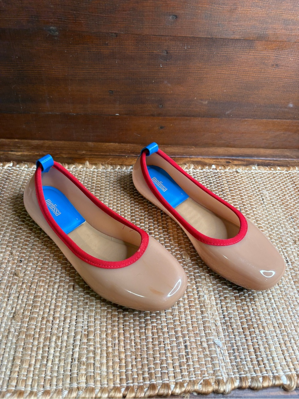 Melissa Brazil Scented Rubber Ballet Flats Beige Red Blue Size 9US 49EU